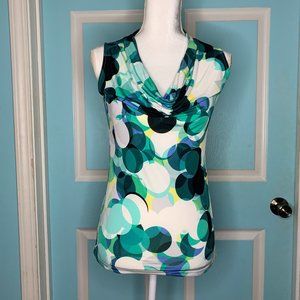 Worthington Green & White Circle Sleeveless Blouse -S
